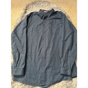 LL Bean Mens XL Tall Wrinkle Resistant Button Down Shirt Blue Check Plaid Cotton
